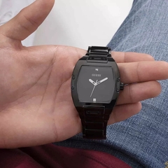 Guess Phoenix |Nam Giới |Mặt Chữ Nhật |Dây Kim Loại Full Đen |Máy Pin (Quartz) |Size 43mm