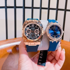 Guess Prodigy |Cặp Đôi |Rose Gold |Chronograph |Dây Silicone Xanh Dương |Size 44x36mm