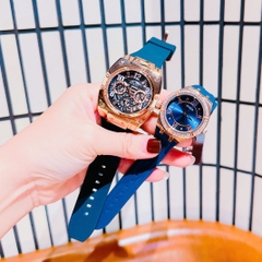 Guess Prodigy |Cặp Đôi |Rose Gold |Chronograph |Dây Silicone Xanh Dương |Size 44x36mm