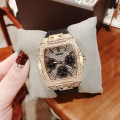 Guess Raven |Nữ Giới |Full Đá Vàng Gold |Dây Sillicone Đen |Máy Pin (Quartz) |Size 38mm