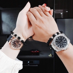 Guess Rigor |Cặp Đôi |Mặt Đính Đá |Dây Sillicone Đen |Size 47x38mm