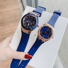 Guess Rigor |Cặp Đôi |Mặt Tròn Rose Gold |Dây Sillicone Xanh |Size 45x36mm
