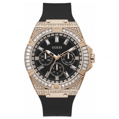 Guess Rigor |Nam Giới |Đính Đá Rose Gold |Dây Sillicone Đen |Máy Pin (Quartz) |Size 47mm