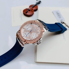 Guess Rigor |Nữ Giới |Full Đá Rose Gold |Dây Sillicone Xanh |Máy Pin (Quartz) |Size 39mm