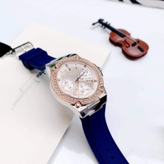 Guess Rigor |Nữ Giới |Full Đá Rose Gold |Dây Sillicone Xanh |Máy Pin (Quartz) |Size 39mm
