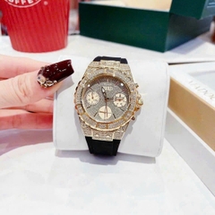 Guess Rigor |Nữ Giới |Full Đá Vàng Gold |Dây Sillicone Đen |Máy Pin (Quartz) |Size 39mm