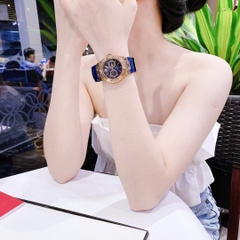 Guess Rose Gold |Cặp Đôi |Đính Đá |Dây Sillicone Xanh |Size 46x36mm
