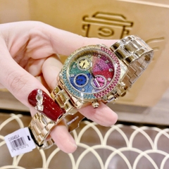 Guess Sol |Nữ Giới |Mặt Đính Đá Nhiều Màu |Dây Kim Loại Vàng Gold |Máy Pin (Quartz) |Size 38mm