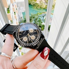 Guess Sporty |Nữ Giới |6 Kim |Nạm Đá |Dây Silicone Màu Đen |Máy Pin (Quartz) |Size 38mm