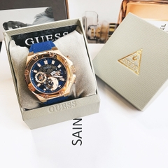 Guess Third Gear |Nam Giới |Rose Gold |Dây Sillicone Xanh |Máy Pin (Quartz) |Size 46mm