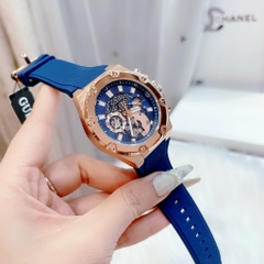 Guess Third Gear |Nam Giới |Rose Gold |Dây Sillicone Xanh |Máy Pin (Quartz) |Size 46mm