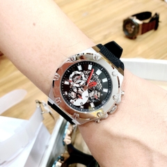 Guess Third Gear |Nam Giới |Trắng Silver |Dây Sillicone Đen |Máy Pin (Quartz) |Size 46mm