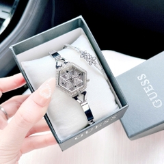 Guess Vanity |Nữ Giới |Mặt Lục Giác |Đính Đá |Lắc Tay Silver |Máy Pin (Quartz) |Size 28mm