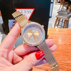 Guess Willow |Nữ Giới |Đính Đá |Dây Lưới Vàng Gold |Máy Pin (Quartz) |Size 38mm