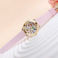 Guess Wonderlust |Nữ Giới |Đính Đá Nhiều Màu |Dây Sillicone Hồng |Máy Pin (Quartz) |Size 38mm