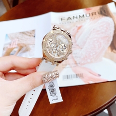 Guess Allara |Nữ Giới |Đính Đá Vàng Gold |Dây Sillicone Trắng |Máy Pin (Quartz) |Size 38mm