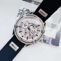 Guess Multi-Function |Nam giới |Đính Đá Silver |Dây Sillicone Đen |Máy Pin (Quartz) |Size 48mm