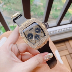 Guess Phoenix |Nam Giới |Chronograph |Full Đá Vàng Gold |Dây Sillicone |Máy Pin (Quartz) |Size 43x51mm