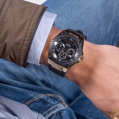 Guess Rigor |Nam Giới |Multifunction |Mặt Đen |Dây Sillicone Đen |Máy Pin (Quartz) |Size 45mm
