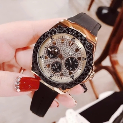 Guess Rigor |Nam Giới |Multifunction |Vàng Gold |Dây Sillicone Đen |Máy Pin (Quartz) |Size 45mm