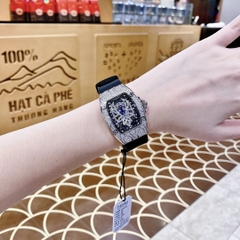 Hanboro Cánh Tiên |Mặt Đính Full Đá |Nữ Giới |Dây Cao Su |Máy Pin (Quartz) |Size 32x45mm