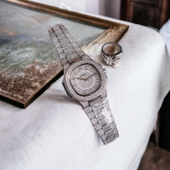 Hanboro Full Đá Swarovski |Nam Giới |Dây Kim Loại |Trắng Silver |Máy Tự Động |Size 42mm