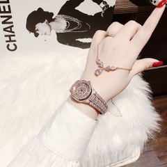 Hanboro Full Đá Swarovski |Nữ Giới |Rose Gold |Dây Kim Loại |Máy Pin (Quartz) |Size 34mm
