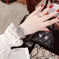 Hanboro Full Đá Swarovski  |Nữ Giới |Trắng Silver |Dây Kim Loại |Máy Pin (Quartz) |Size 34mm