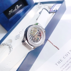 Hanboro Lộ Cơ |Nữ Giới |Trắng Silver |Dây Silicone Trắng |Máy Cơ (Automatic) |Size 36mm