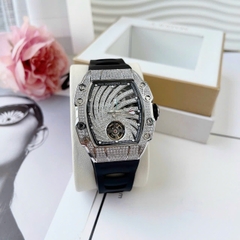 Hanboro Lốc Xoáy |Nam Giới |Đính Full Đá |Dây Cao Su |Máy Cơ (Automatic) |Size 40x48mm