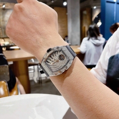 Hanboro Lốc Xoáy |Nam Giới |Đính Full Đá |Dây Cao Su |Máy Cơ (Automatic) |Size 40x48mm
