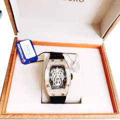 Hanboro Mặt Nhện |Nữ Giới |Full Đá Rose Gold |Dây Cao Su |Máy Pin (Quartz) |Size 32x45mm
