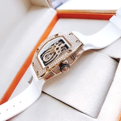 Hanboro Mặt Nhện |Nữ Giới |Rose Gold |Dây Cao Su Trắng |Máy Pin (Quartz) |Size 32x45mm