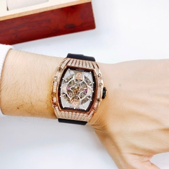 Hanboro Mặt Oval |Cặp Đôi |Đá Swarovski |Rose Gold |Dây Cao Su |Nữ 32x36mm |Nam 40x50mm