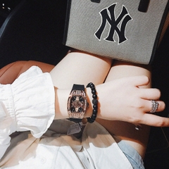 Hanboro Mặt Oval |Cặp Đôi |Đá Swarovski |Rose Gold |Dây Cao Su |Nữ 32x36mm |Nam 40x50mm