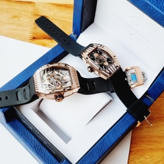 Hanboro Mặt Oval |Cặp Đôi |Đá Swarovski |Rose Gold |Dây Cao Su |Nữ 32x36mm |Nam 40x50mm