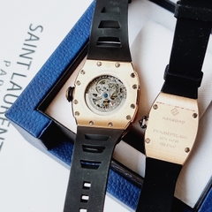 Hanboro Mặt Oval |Cặp Đôi |Đá Swarovski |Rose Gold |Dây Cao Su |Nữ 32x36mm |Nam 40x50mm