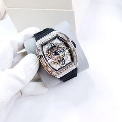 Hanboro Mặt Oval |Cặp Đôi |Đá Swarovski |Trắng Silver |Dây Cao Su |Nữ 32x36mm |Nam 40x50mm