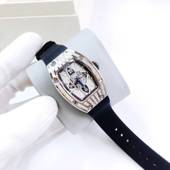 Hanboro Mặt Oval |Cặp Đôi |Đá Swarovski |Trắng Silver |Dây Cao Su |Nữ 32x36mm |Nam 40x50mm