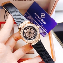 Hanboro Mặt Vũ Trụ |Nữ Giới |Đá Rose Gold |Dây Cao Su |Máy Pin (Quartz) |Size 36mm