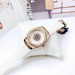 Hanboro Mặt Vũ Trụ |Nữ Giới |Rose Gold |Dây Cao Su Trắng |Máy Pin (Quartz) |Size 36mm
