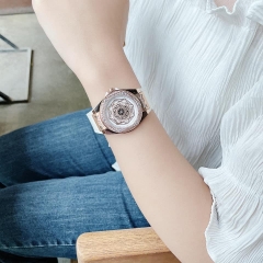 Hanboro Mặt Vũ Trụ |Nữ Giới |Rose Gold |Dây Cao Su Trắng |Máy Pin (Quartz) |Size 36mm
