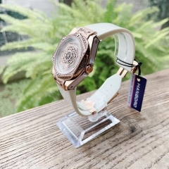 Hanboro Mặt Vũ Trụ |Nữ Giới |Rose Gold |Dây Cao Su Trắng |Máy Pin (Quartz) |Size 36mm