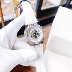 Hanboro Mặt Vũ Trụ |Nữ Giới |Trắng Silver |Dây Cao Su Trắng |Máy Pin (Quartz) |Size 36mm