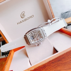 Hanboro Moonphase |Nữ Giới |Mặt Chữ Nhật |Silicone Trắng |Máy Pin (Quartz) |Size 32x36mm