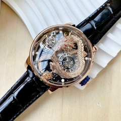 Hanboro Mặt Rồng Vàng |Nam Giới |Rose Gold |Dây Da |Máy Cơ (Automatic) |Size Lớn 45mm