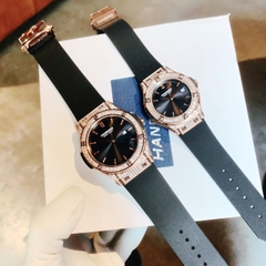 Hanboro Hublot |Cặp Đôi |Đính Đá |Rose Gold |Dây Sillicone |Máy Pin (Quartz) |Size 34-42mm