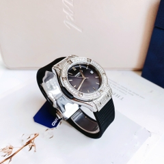 Hanboro Tựa Hublot |Nữ Giới |Đá Trắng Silver |Dây Cao Su |Máy Pin (Quartz) |Size 34mm