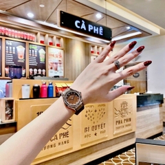 Hublot Geneve |Nữ Giới |Rose Gold |Đính Đá |Dây Silicone Nâu |Máy Pin (Máy Quartz) |Size 34mm
