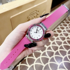 Hublot Geneve |Nữ Giới |Silver |Đính Đá |Dây Silicone Hồng |Máy Pin (Máy Quartz) |Size 34mm